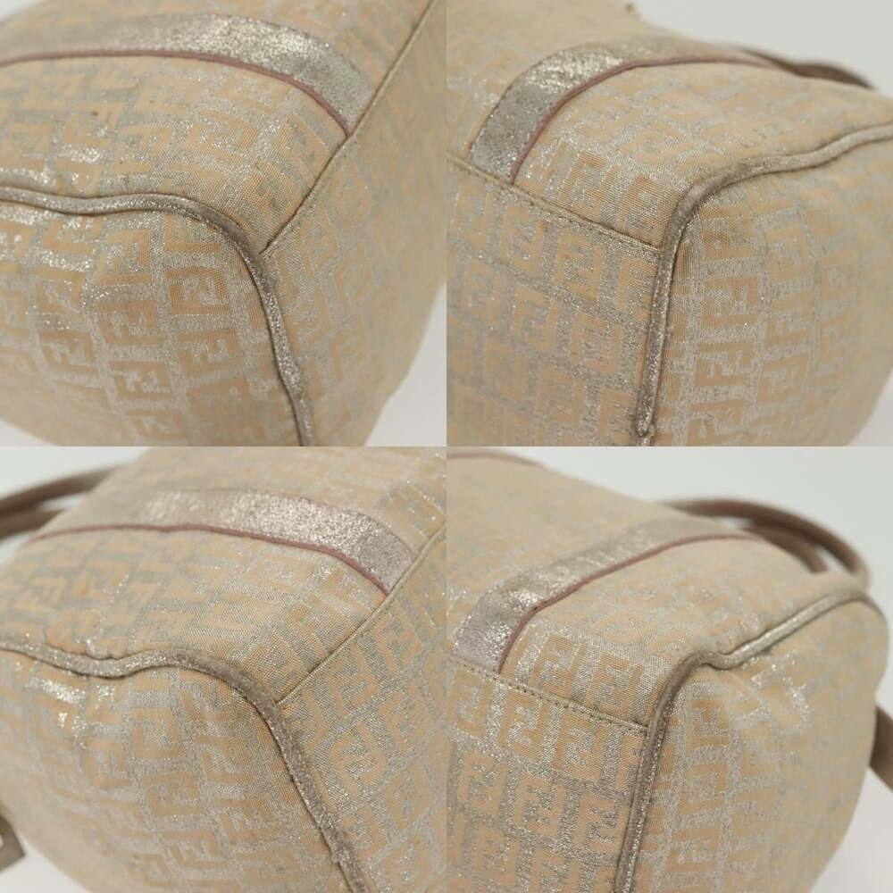 FENDI Zucchino Canvas Hand Bag Silver Gold - Picture 10 of 13